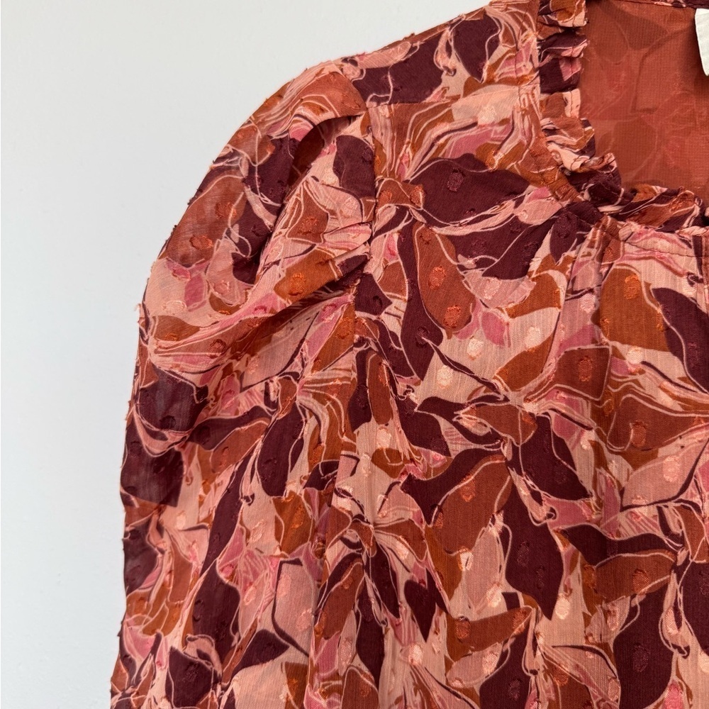 Joie Floral Fall Boho Romantic Feminine Prairie Longsleeve Blouse Size Medium - Picture 2 of 7